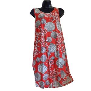 Isla Bonita Sleeveless CoastalShell CoralPrint Dress OrangeWhite  Summer onesize